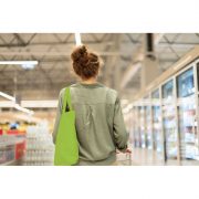 Young,Woman,With,Shopping,Card,And,Cotton,Shopper,Bag,Is